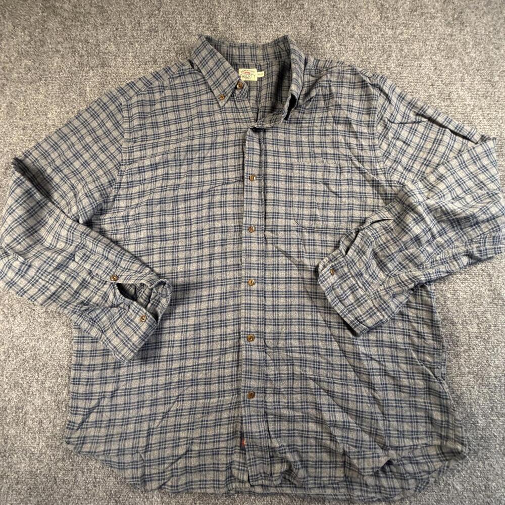 Faherty Brand Mens Blue‎ Gray Plaid Cotton Button Up Shirt XXL 1495